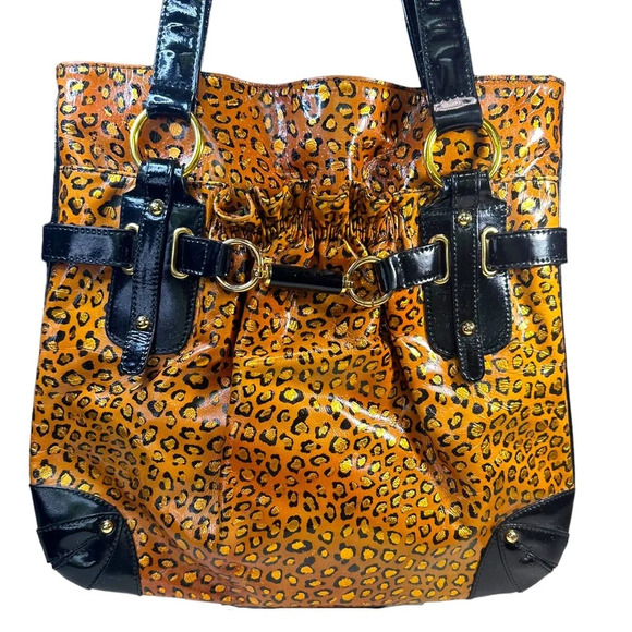 “The Find” Vintage Animal Print Patent Leather Hobo Purse - Picture 1 of 16